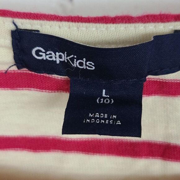 GAP Girls Large 10 Red & Cream Stripe Long Sleeve Knit Dress Comfy Casual School - Picture 2 of 6